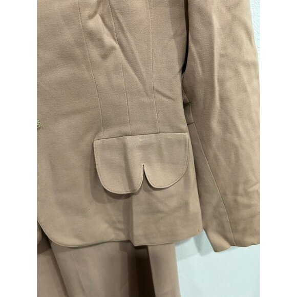 Vintage Selby Bonfields Birmingham Suit Set Tan Blazer Skirt Virgin Wool - Picture 9 of 13